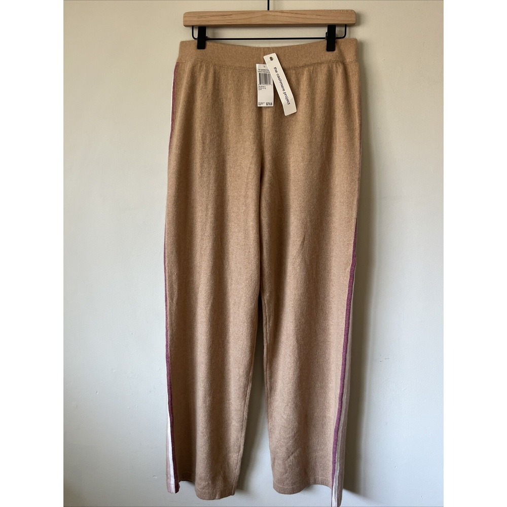 THE CASHMERE PROJECT Women's 100% Cashmere Side Stripe Wide Leg Pant Size L NWT